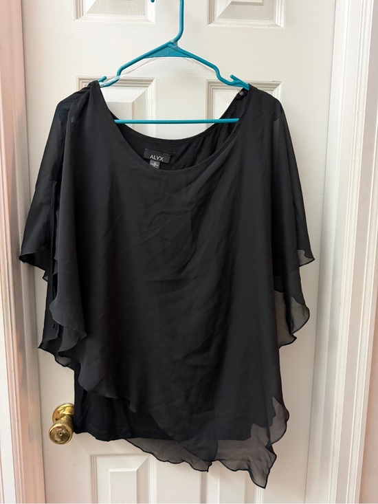 Alyx Tops - Alyx Black Sheer Layered Flutter-Sleeve Blouse